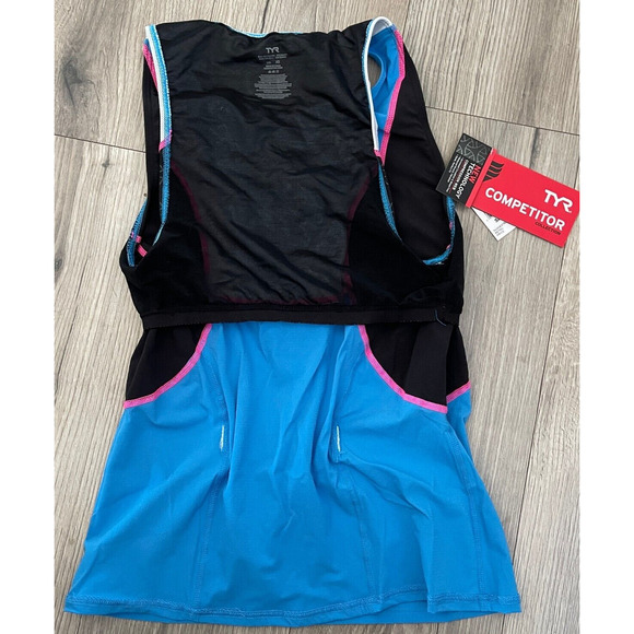 TYR Competitor Womens LOOSE Tri Singlet with Bra Top Blue Black Size XS - $65 - Picture 8 of 10